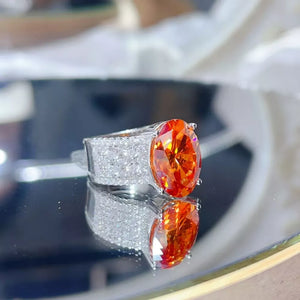 Platinum-Plated,925 sterling silver,Moissanite Carat weight: 8CT Care instructio ring in Orange with band with center stone