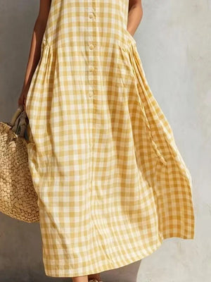 coastal midi dress in Yellow with collared