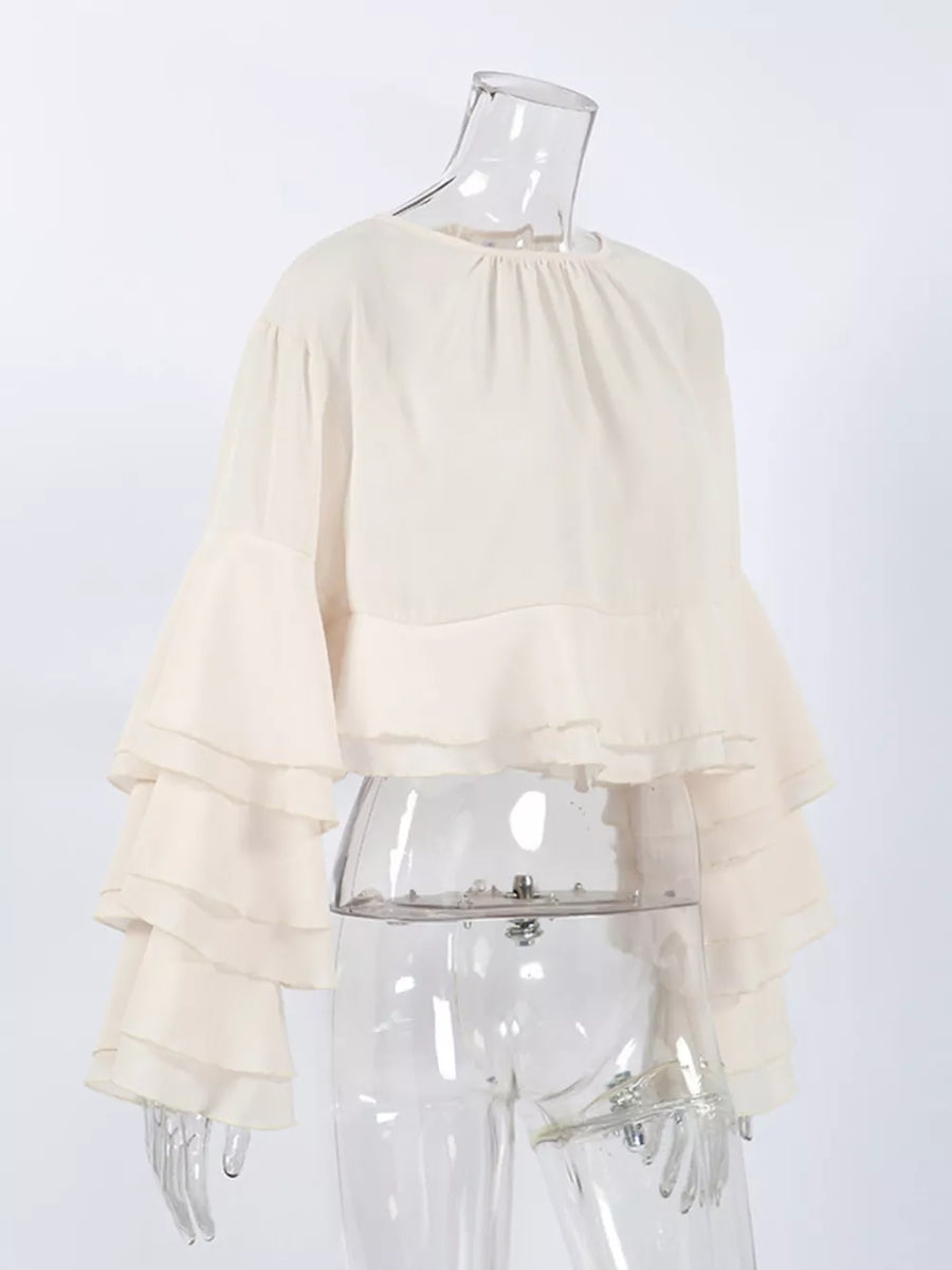 ivory relaxed blouse with round neck
