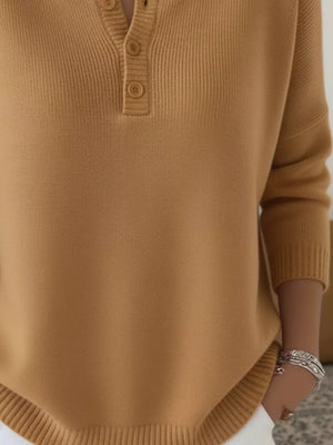 Full Size Button Ribbed Knit Sweater Plus Size in White