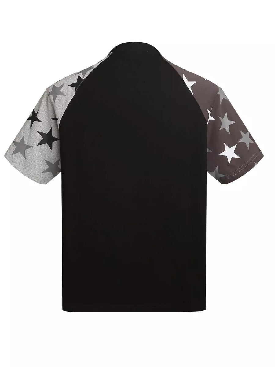 Black Men's Star Raglan Sleeve T-shirt