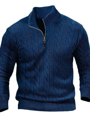 Men's Cable Knit Half-zip Sweater Plus Size in Gray