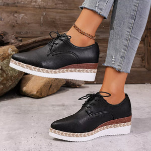 Point Toe Lace Up Sneakers in ivory