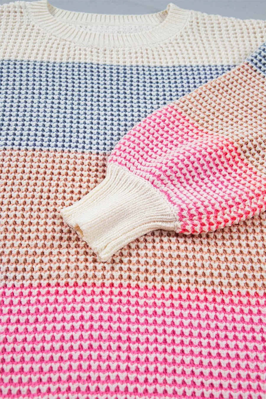 Color Block Waffle Knit Sweater in Multicolor, view 12