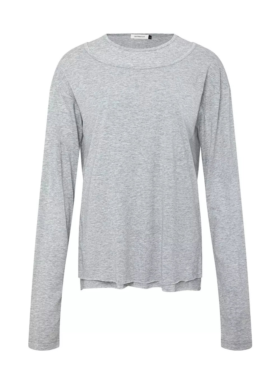 White Men's Long-sleeve Round Neck T-shirt