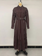 classic shirt dress in Brown with collared