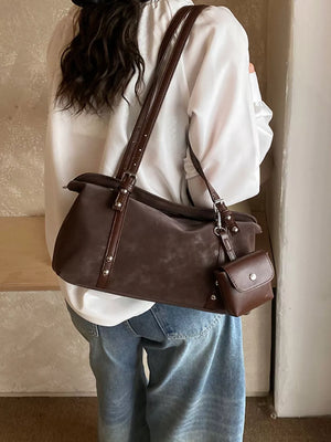 Leather Shoulder Bag With Detachable Pouch option 7