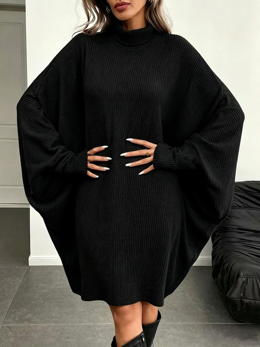 modern sweater dress in Red with turtleneck
