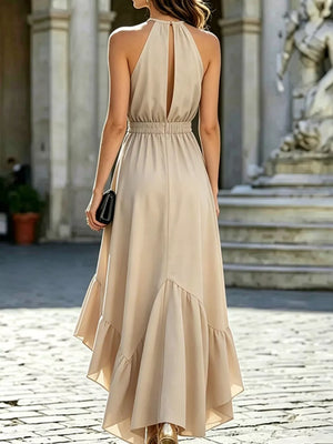 Ruffled High-low Sleeveless Maxi Dress in Black, view 15
