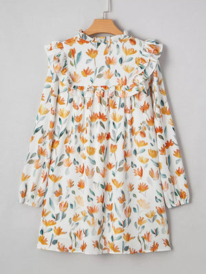 Bohemian Floral Print Ruffle Mini Dress option 7