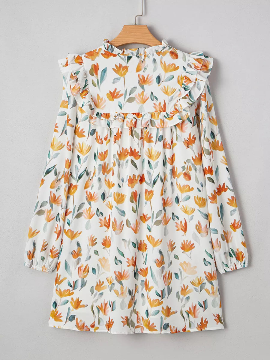 Bohemian Floral Print Ruffle Mini Dress option 7