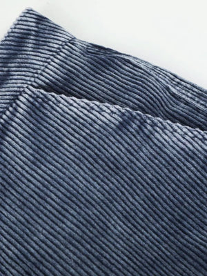 Men's High-waisted Corduroy Cargo Pants in Dusty Blue with high-waisted