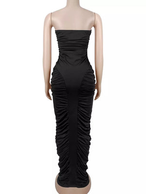 glam bodycon dress in Black with strapless