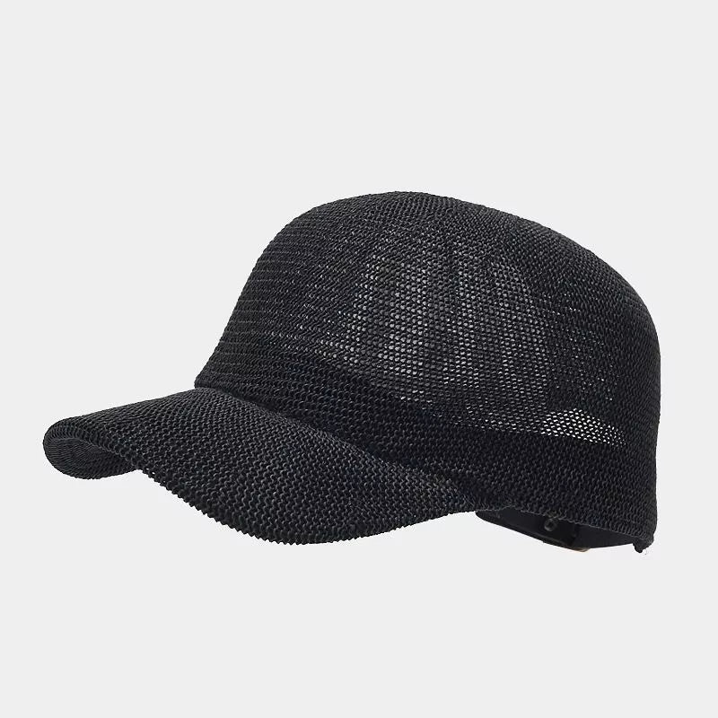 cap in black featuring mesh and fitted fit