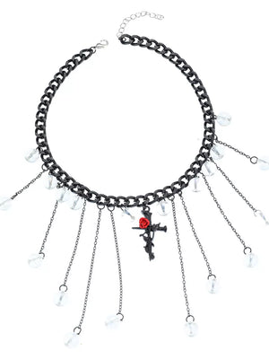 Gothic Rose Cross Dangle Necklace Alloy Resin option 5