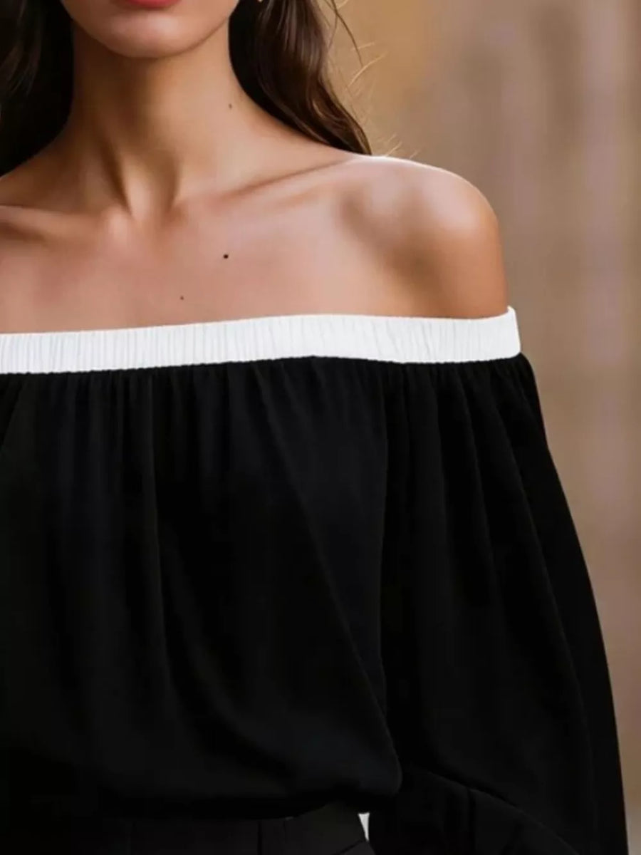 Off-shoulder Ruched Top in White