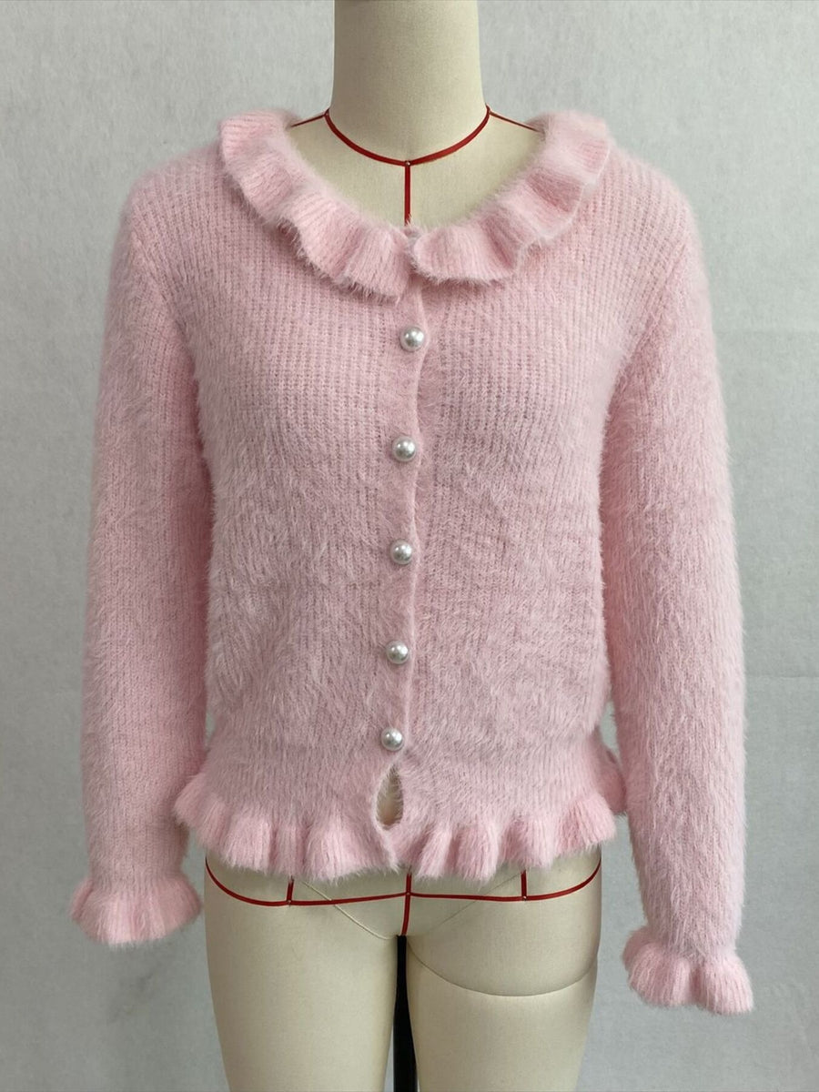 Black cardigan with cropped and button-front