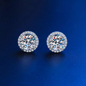 earrings in silver featuring moissanite and round fit