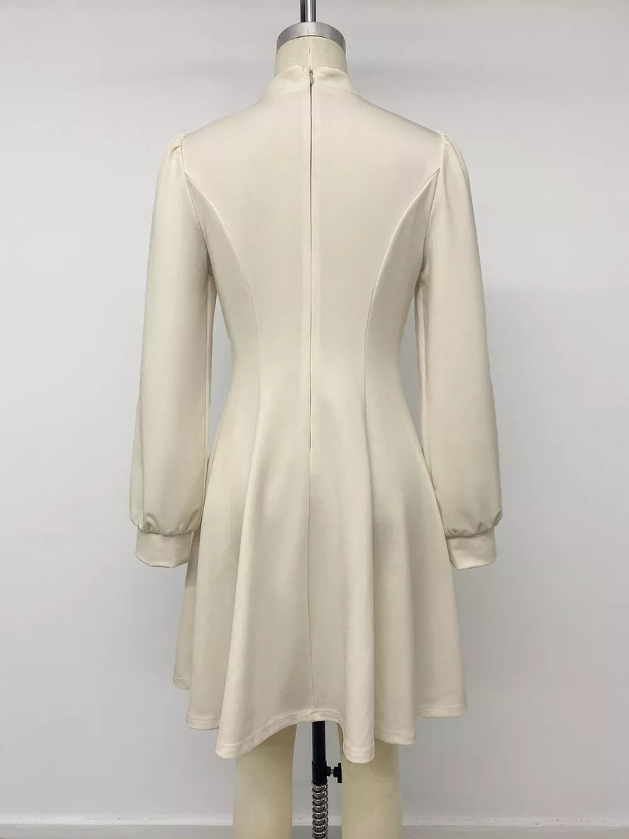 ivory A-line mini dress with keyhole