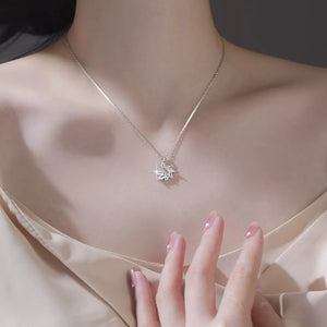 necklace featuring leaf in clear with 925 sterling silver,Zircon Care instructions: Avoid wearing during exercise, as texture