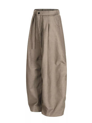Khaki Men's Wide Leg Pleated Pants