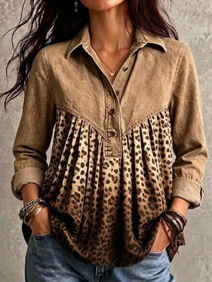 White blouse with hip-length and half-button