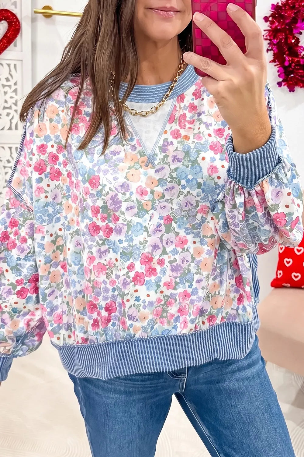 Multicolour Floral Print Round Neck Shift Top option 5