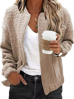 quilted jacket featuring floral in White with 100% polyester Care instructions: Machine wash cold texture
