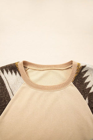 Sequined Rodeo Graphic Aztec Bubble Sleeve Sweatshirt option 9