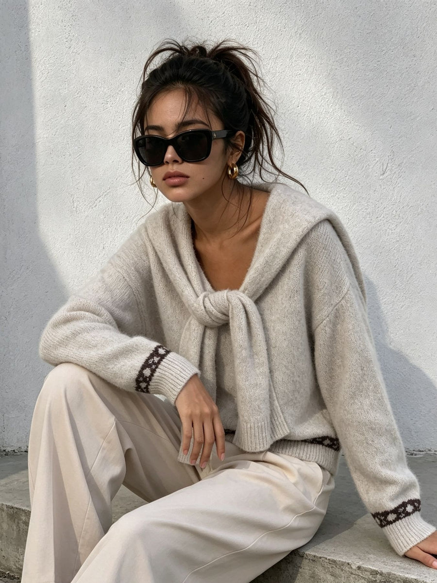 100% polyester Care instructions: Machine wash cold pullover sweater in Apricot Color with relaxed silhouette