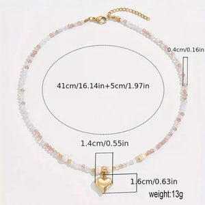necklace in ivory with beaded and choker