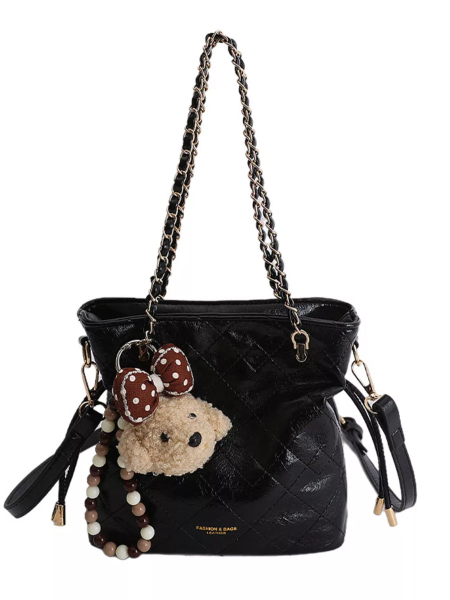 Black Pu Leather Crossbody Bag