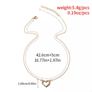 Gold dainty heart pendant necklace with adjustable chain, 18K gold-plated.