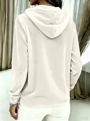 modern pullover hoodie in Navy with hooded, henley