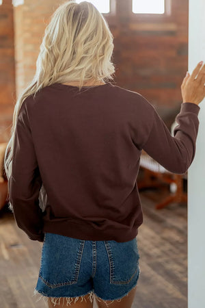 sweatshirt featuring plaid in Dark Brown with 65% polyester, 35% cotton Care instructions: Machine wash cold texture