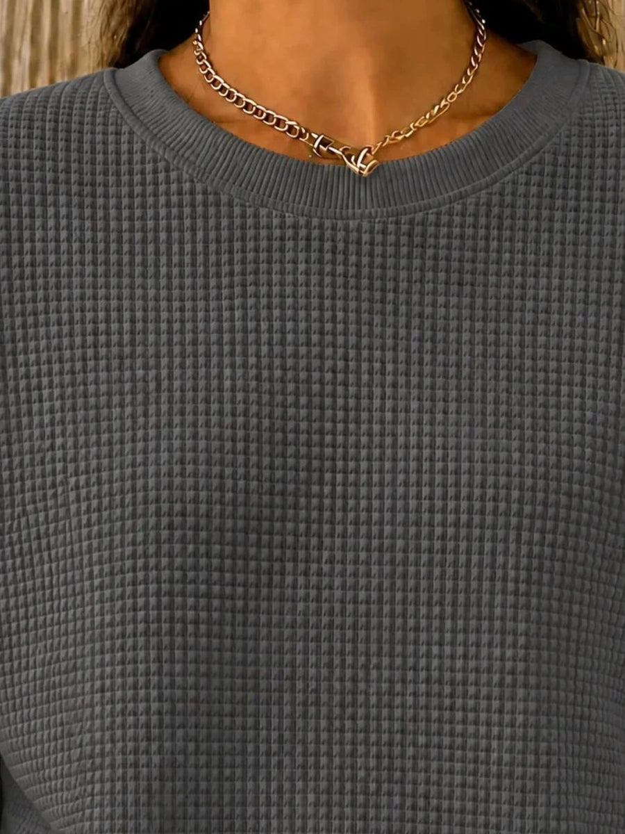 sweatshirt in Sky Blue with waffle knit and waffle-knit