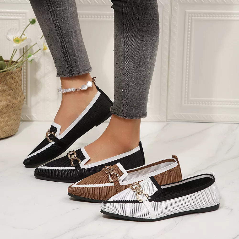 black slip-on shoes with color-block and not applicable