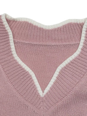V-neck Openwork Long Sleeve Sweater option 7