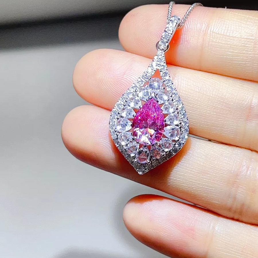 0.5 Carat Sterling Silver Teardrop Moissanite Necklace option 4