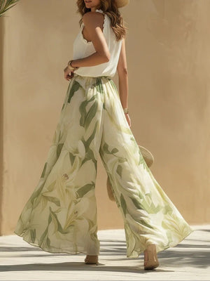 100% polyester Care instructions: Machine wash cold two-piece set in ivory with flared silhouette