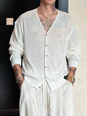 modern cardigan in ivory with v-neck