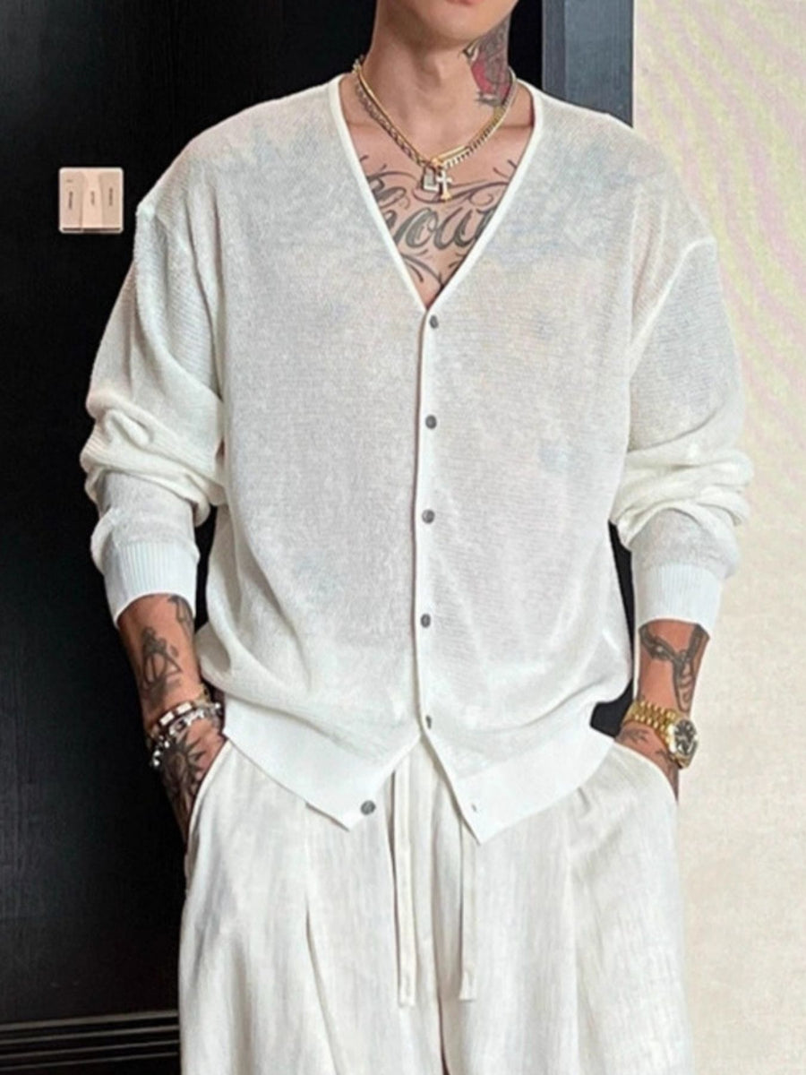 modern cardigan in ivory with v-neck