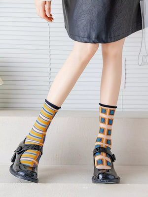 dark blue socks with mid-calf and elastic