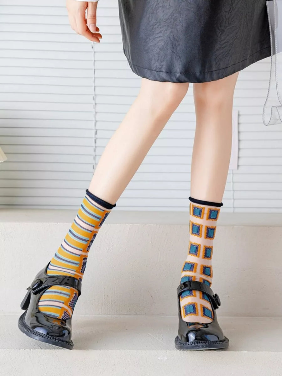 dark blue socks with mid-calf and elastic