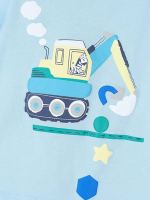 Children's Excavator Print T-shirt And Shorts Set option 4