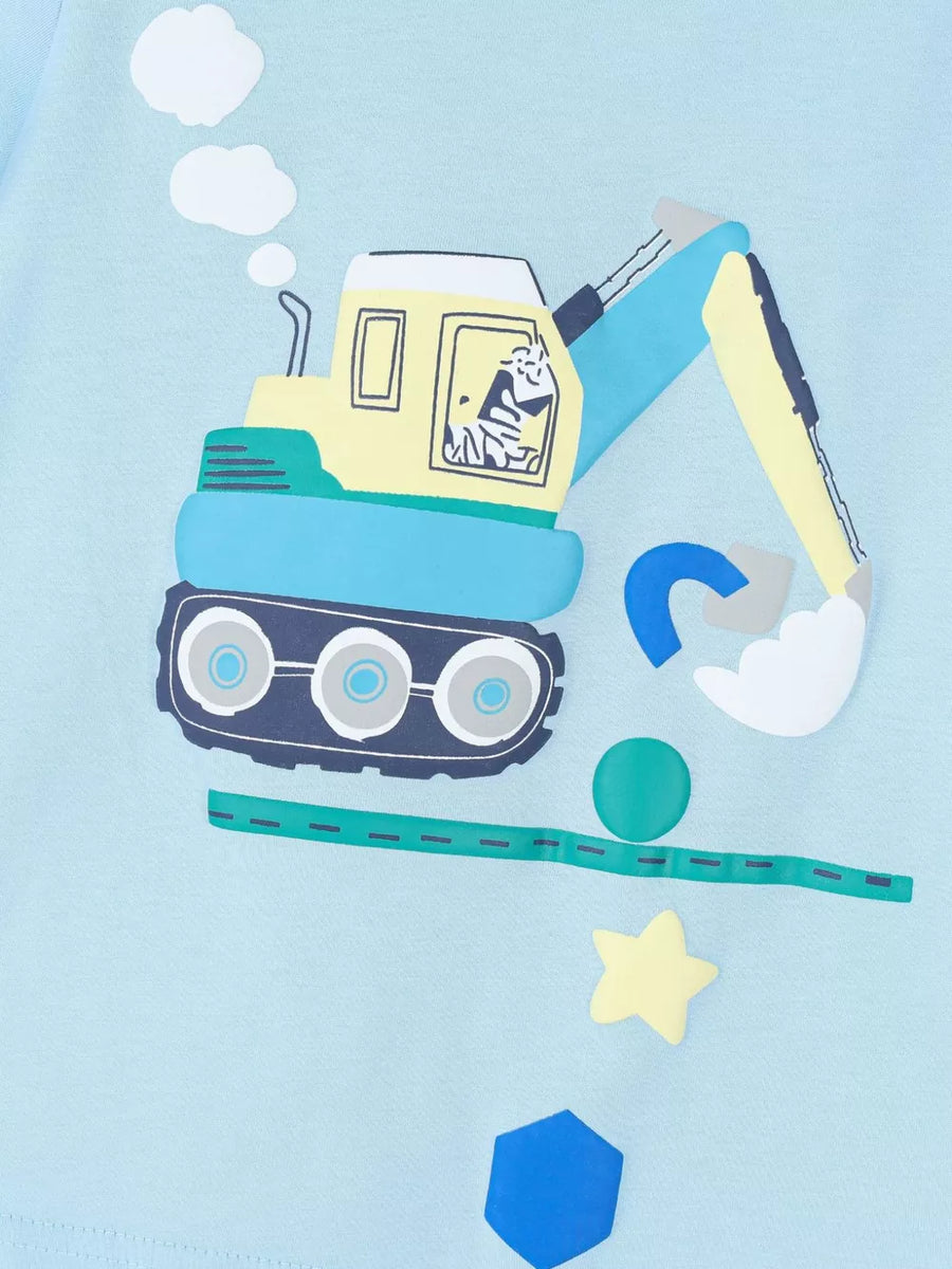Children's Excavator Print T-shirt And Shorts Set option 4