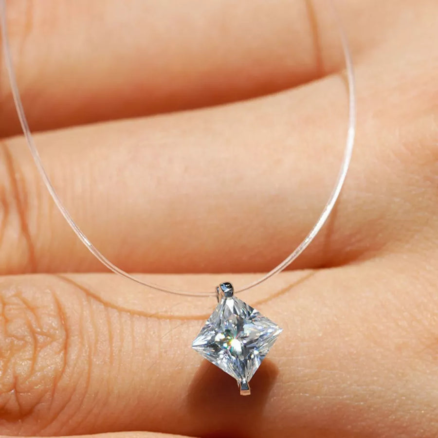 925 sterling silver,Moissanite Carat weight: 1ct Care instructions: Avoid wearin necklace in clear with n/a silhouette