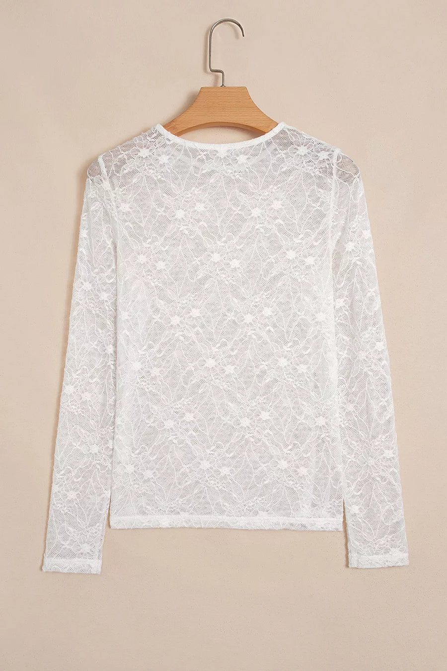 Long Sleeve Sheer Mesh Lace Top option 5