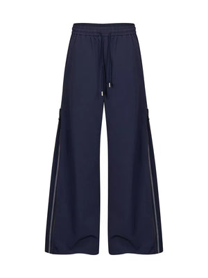 wide-leg pants featuring striped in Navy with 88% nylon, 12% spandex Care instructions: Machine wash cold texture
