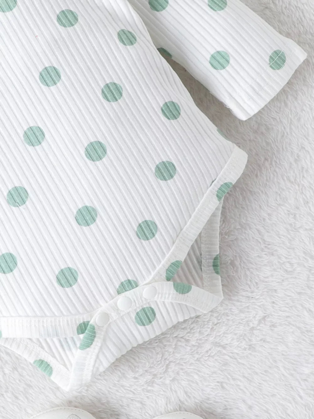 Light Green with Children's Ruffled Polka Dot Bodysuit And Pants Set